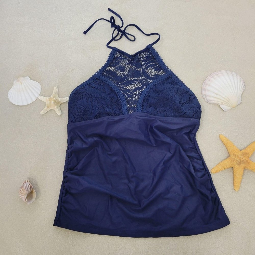 Coastal Blue Backless Sexy Tankini Size Medium lace style